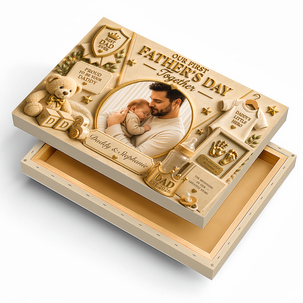 Our First Father's Day Together - Personalized Our First Father's Day Together Wrapped Canvas With Photo - First Father's Day Gift-Myprintsy