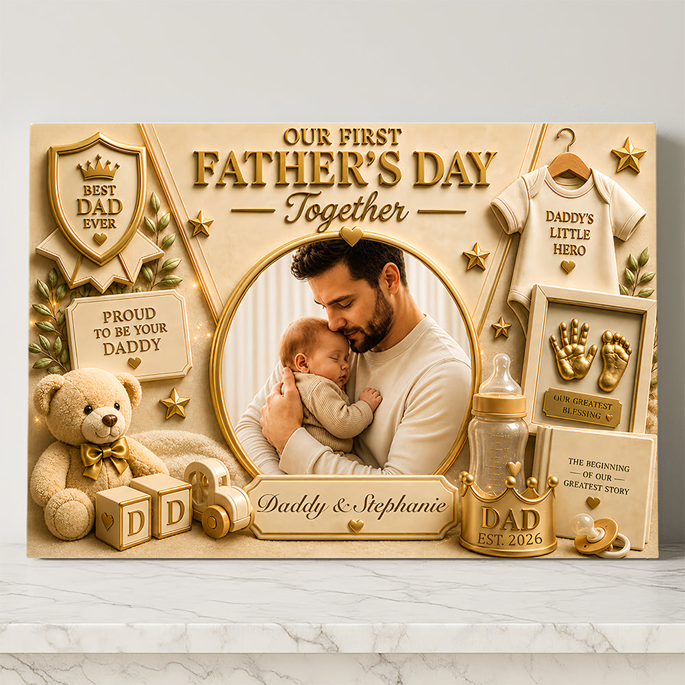 Our First Father's Day Together - Personalized Our First Father's Day Together Wrapped Canvas With Photo - First Father's Day Gift-Myprintsy