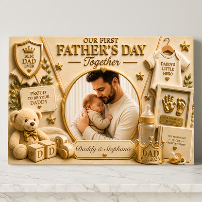 Our First Father's Day Together - Personalized Our First Father's Day Together Wrapped Canvas With Photo - First Father's Day Gift-Myprintsy