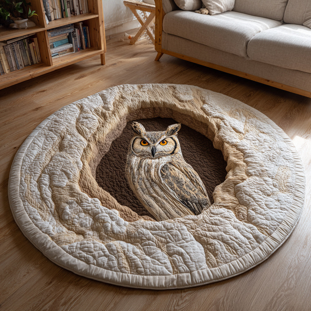 Owl Burrow Quilted Round Mat VTQ-Myprintsy