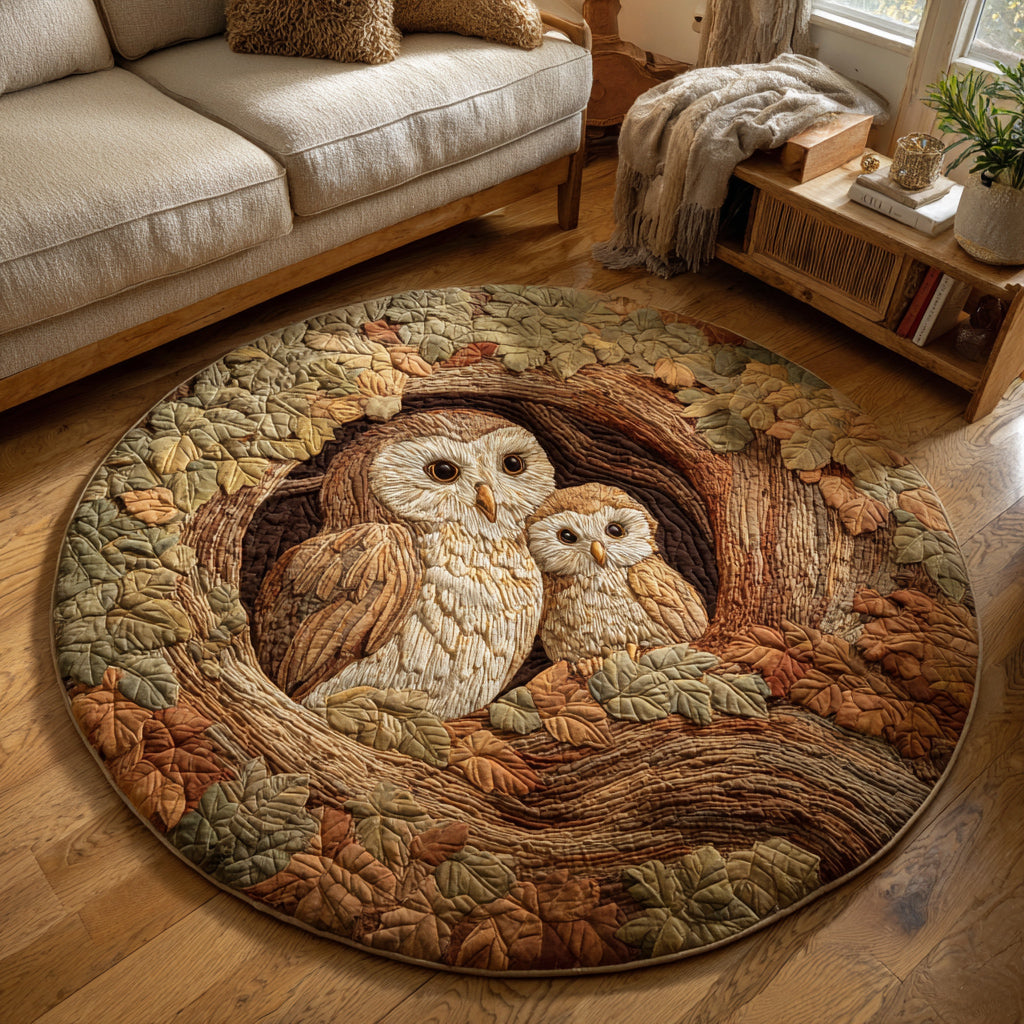 Owl Family Quilted Round Mat VTQ-Myprintsy
