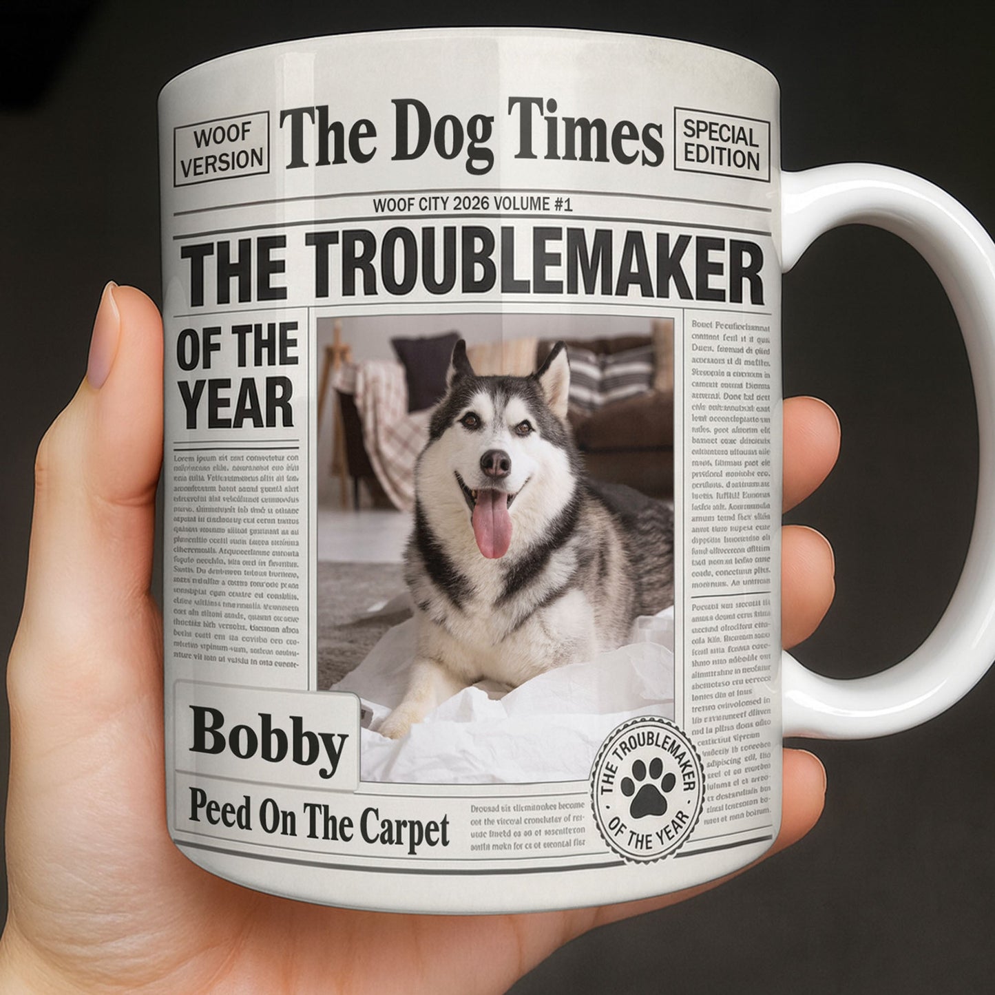 The Troublemaker Of The Year - Personalized Pet Coffee Mug - Gift For Pet Lovers