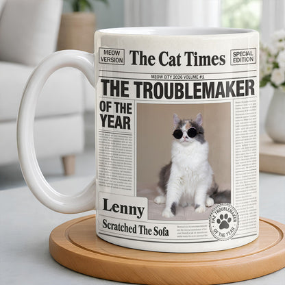 The Troublemaker Of The Year - Personalized Pet Coffee Mug - Gift For Pet Lovers