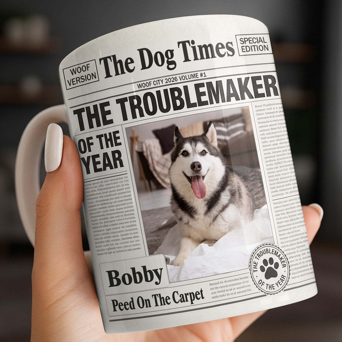 The Troublemaker Of The Year - Personalized Pet Coffee Mug - Gift For Pet Lovers