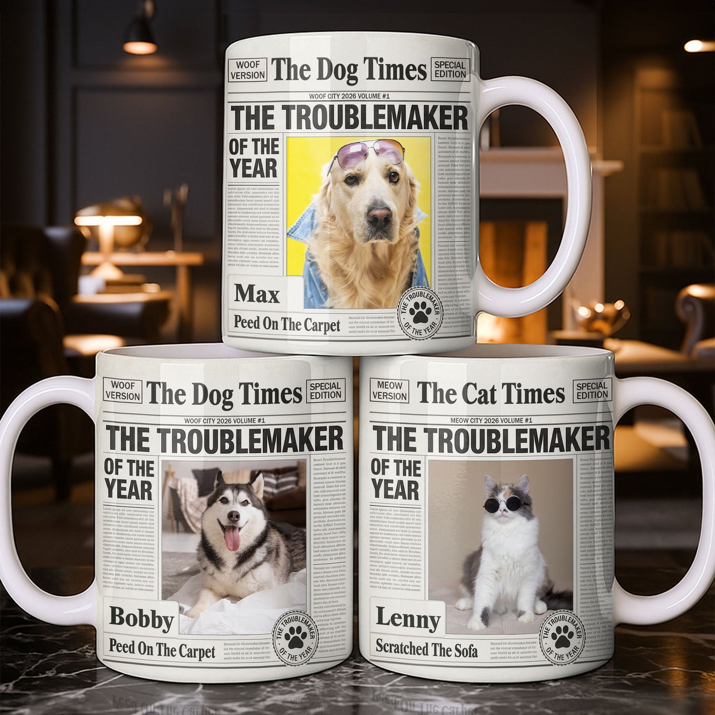 The Troublemaker Of The Year - Personalized Pet Coffee Mug - Gift For Pet Lovers