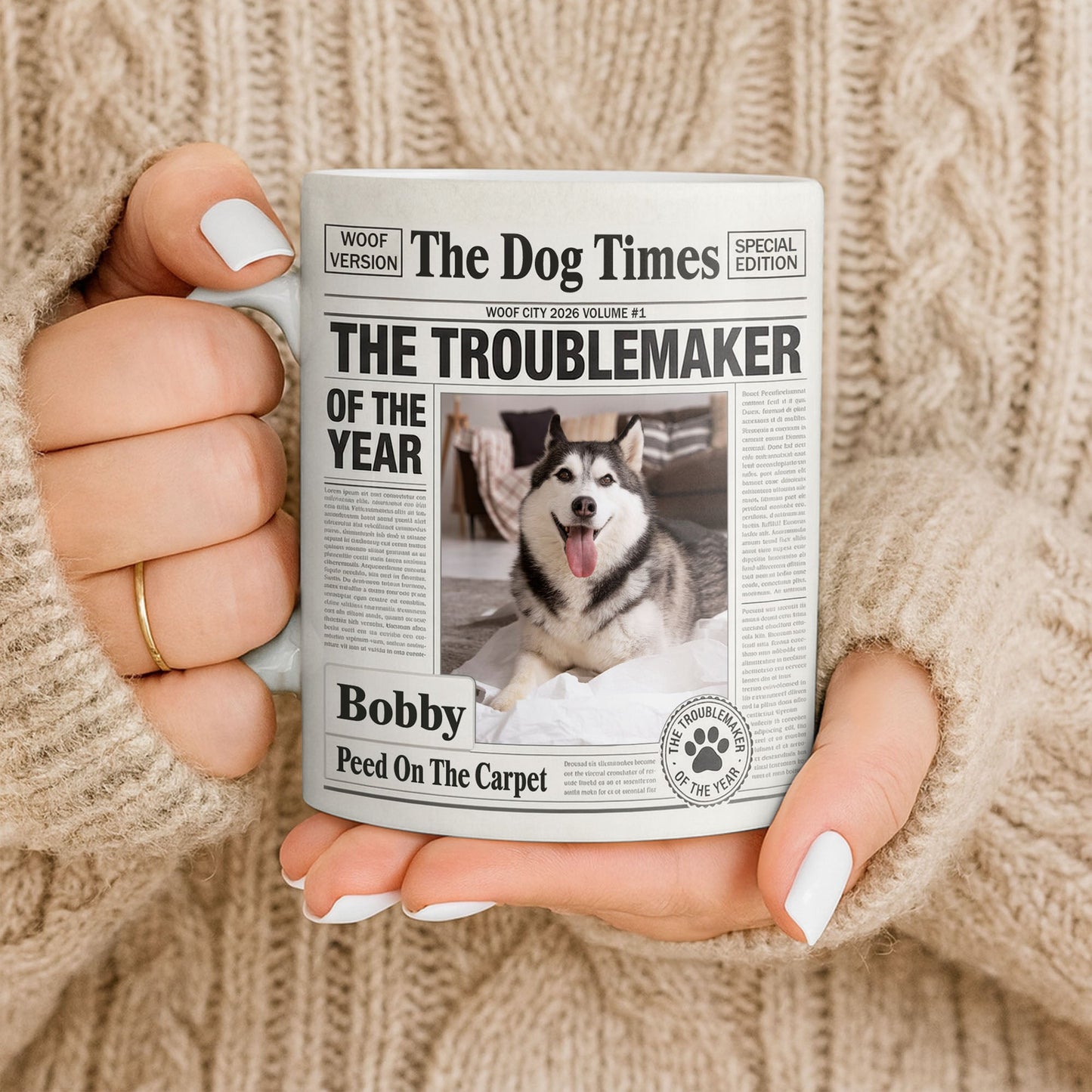 The Troublemaker Of The Year - Personalized Pet Coffee Mug - Gift For Pet Lovers