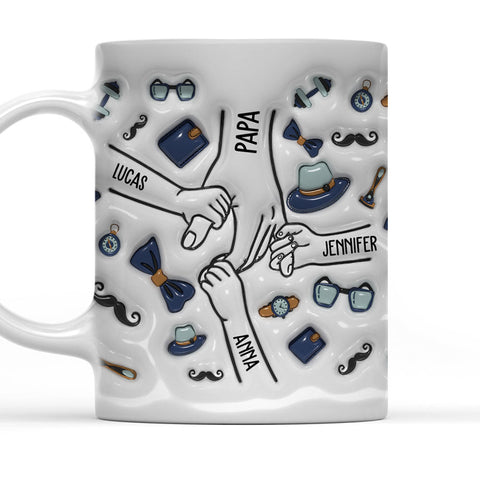 Papa We're Holding Your Hands - Personalized 3D Mug-Myprintsy