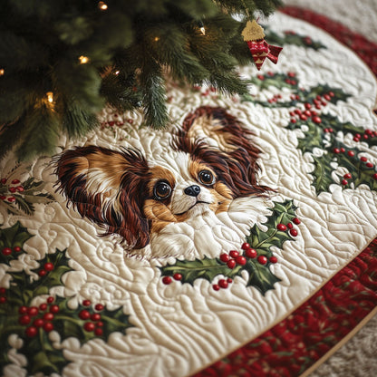 Papillon Playtime Quilted Christmas Tree Skirt-Myprintsy