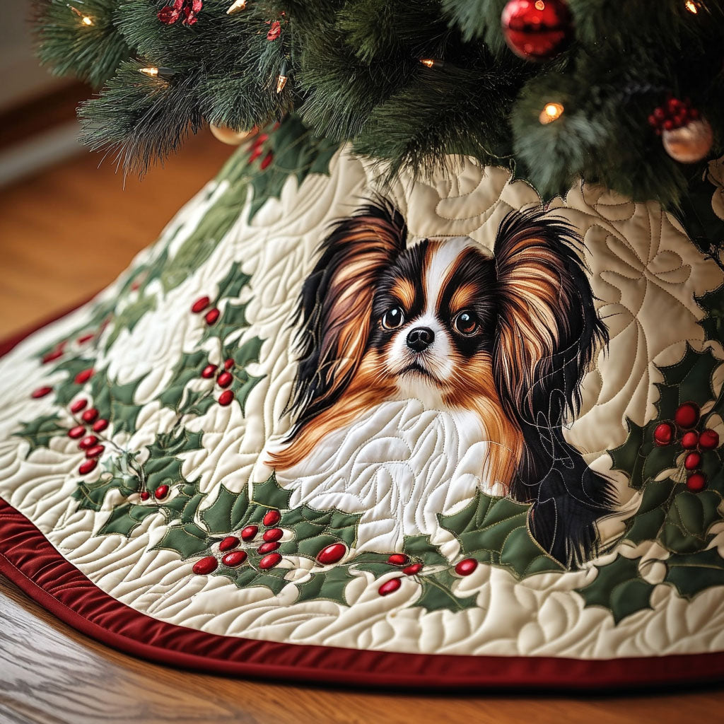 Papillon Radiance Quilted Christmas Tree Skirt-Myprintsy