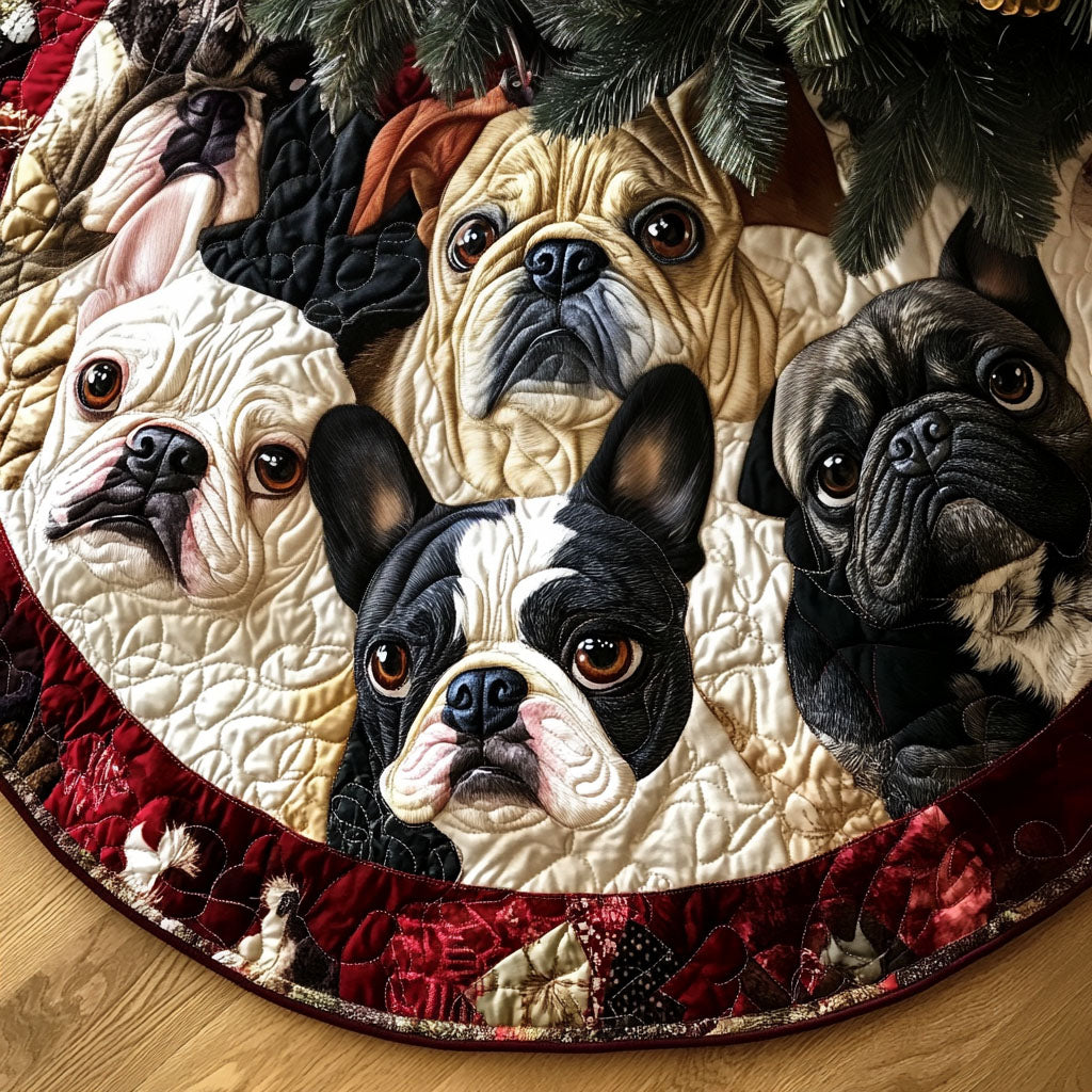 Parisian Paws Quilted Christmas Tree Skirt-Myprintsy