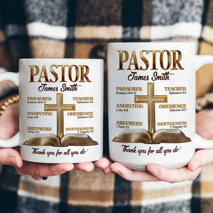 Pastor My Preacher Teach & Shepherd - Personalized Name Mug For Catholic - Gift For Pastor-Myprintsy