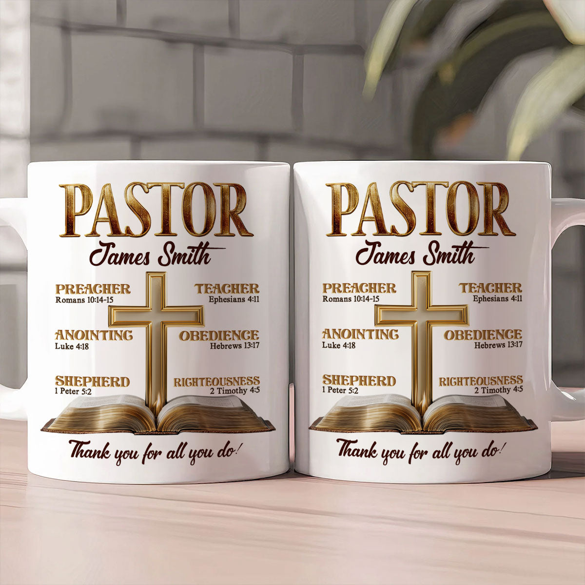 Pastor My Preacher Teach & Shepherd - Personalized Name Mug For Catholic - Gift For Pastor-Myprintsy