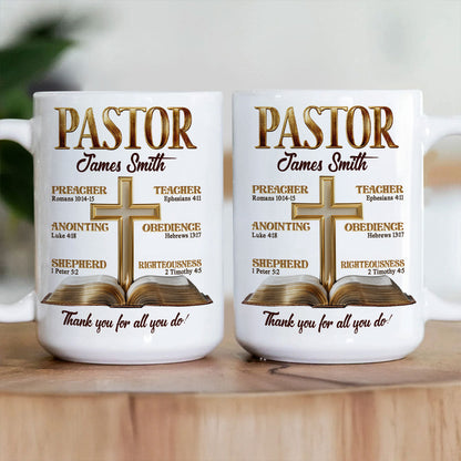 Pastor My Preacher Teach & Shepherd - Personalized Name Mug For Catholic - Gift For Pastor-Myprintsy