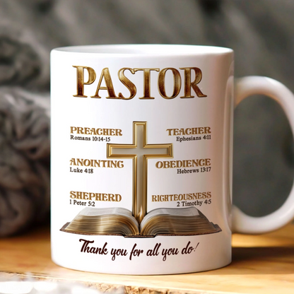 Pastor My Preacher Teach & Shepherd - Personalized Name Mug For Catholic - Gift For Pastor-Myprintsy