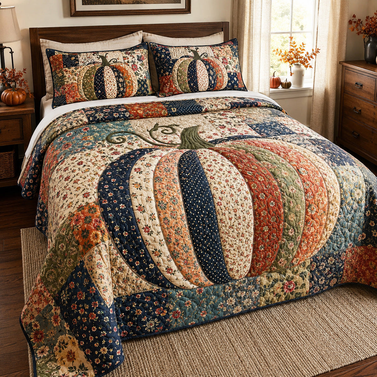 Patchwork Harvest -Piece Quilted Bedding Set VTQ-Myprintsy