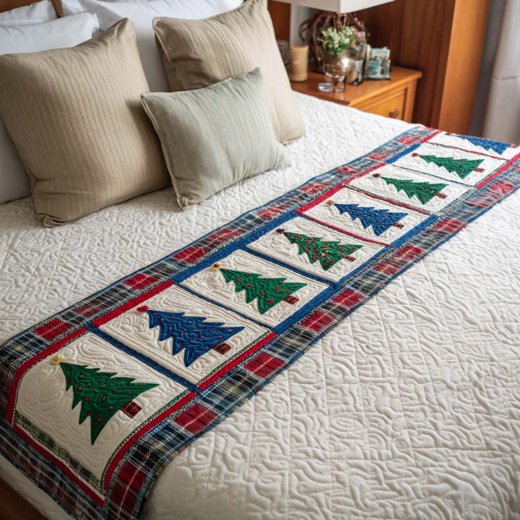 Patchwork Pines Quilted Bed Runner VTQ-Myprintsy