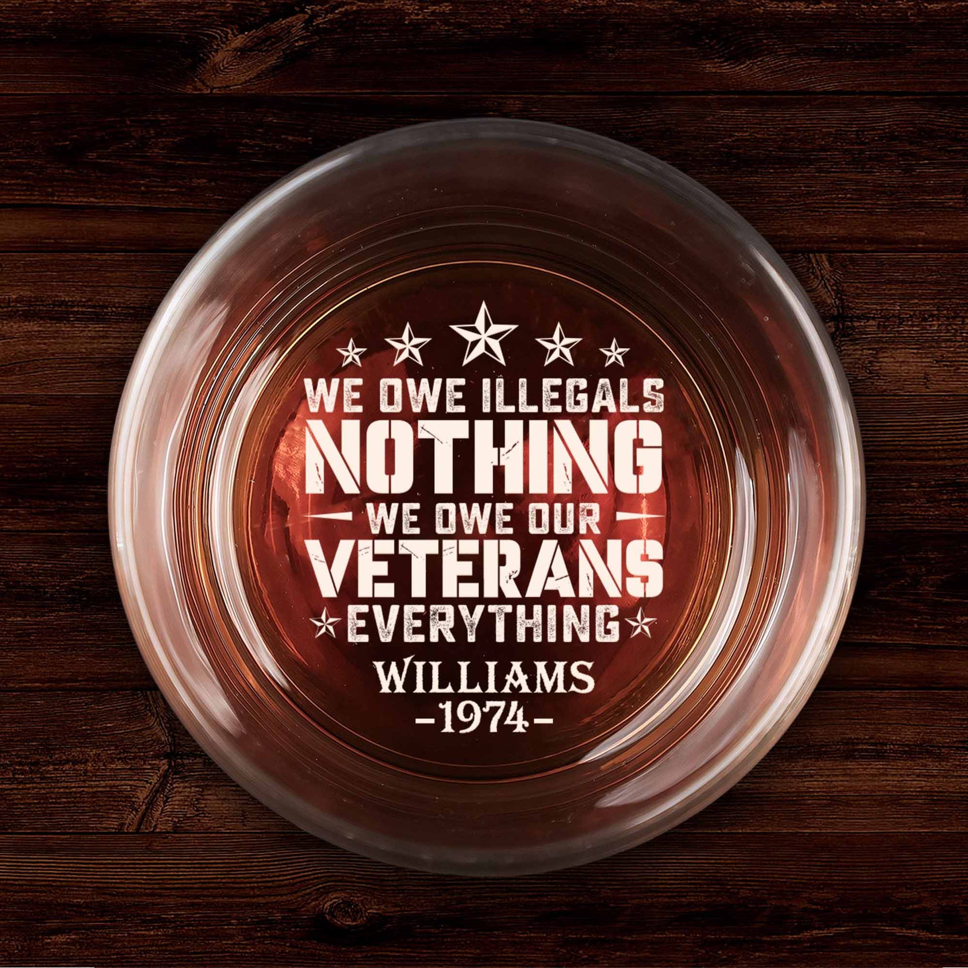 Patriotic Veteran Tribute Glass Ashtray - Personalized Engraved Whiskey Glass-Myprintsy