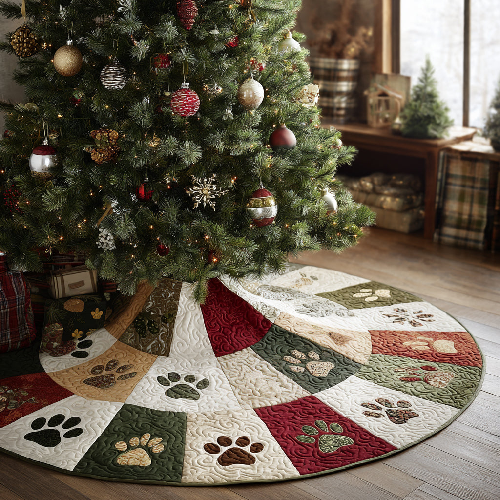 Paw Blessings Christmas Quilted Tree Skirt-Myprintsy