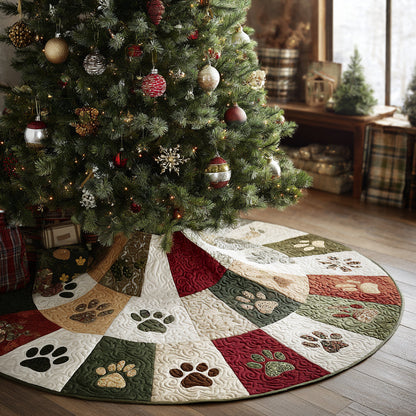 Paw Blessings Christmas Quilted Tree Skirt-Myprintsy