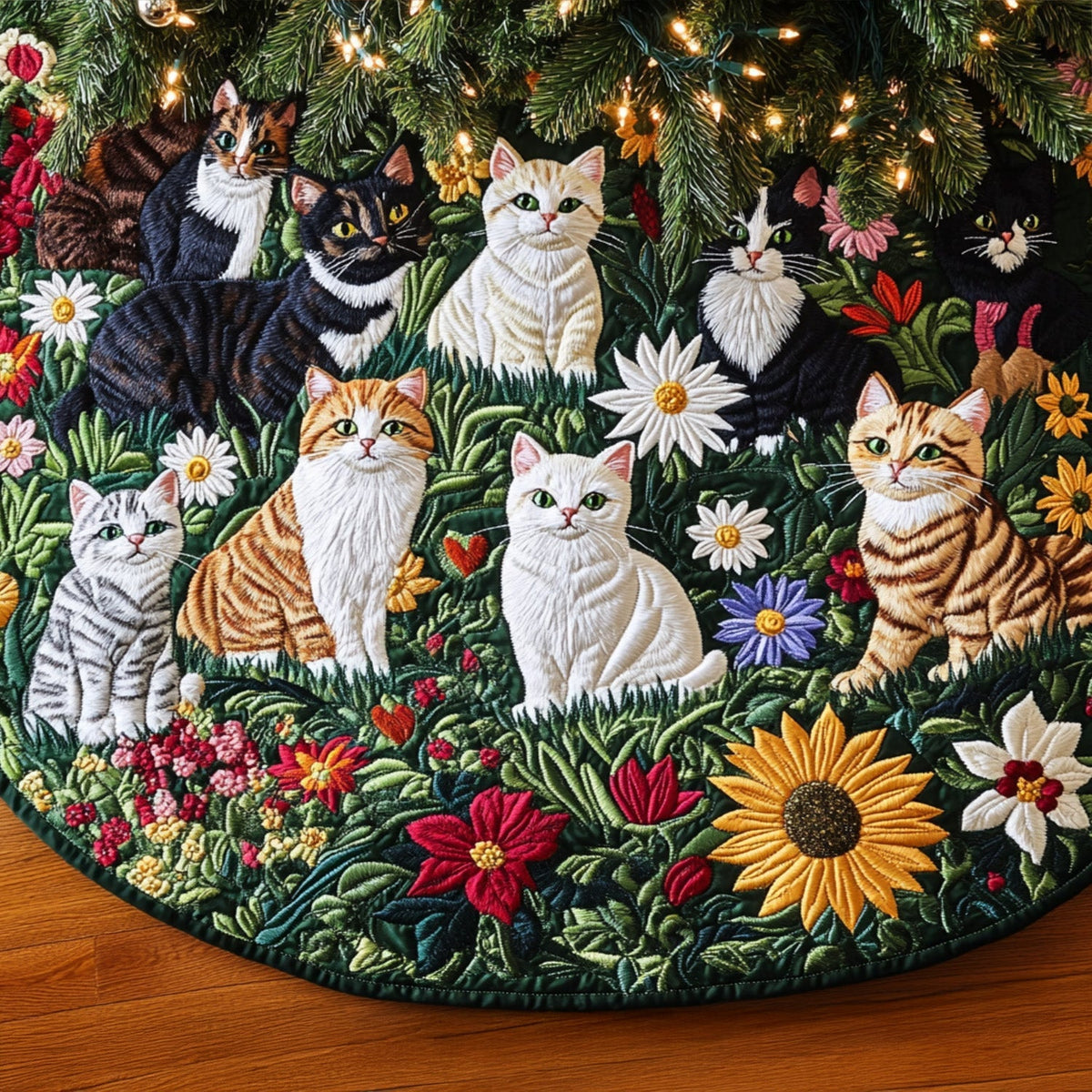 Pawprint Garden Quilted Christmas Tree Skirt-Myprintsy