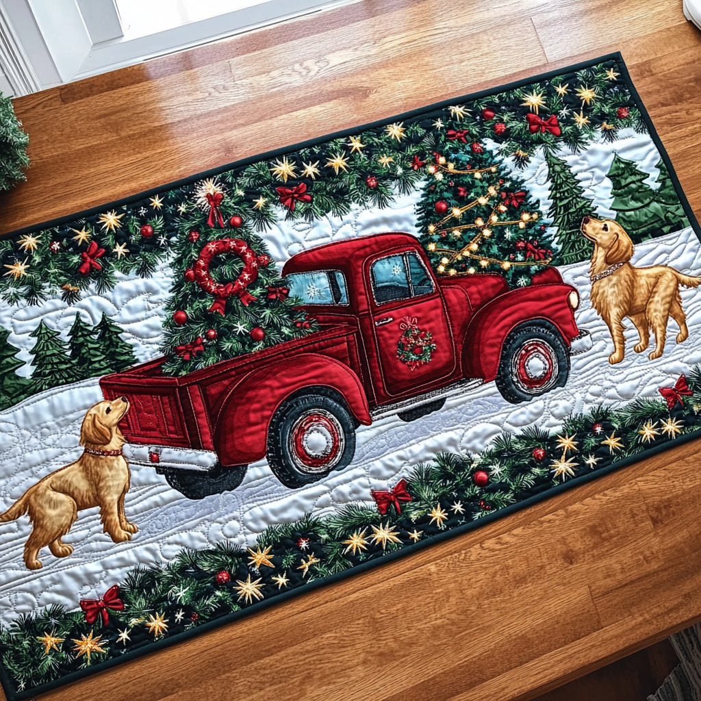 Paws and Snowflakes Quilted Table Runner VTQ-Myprintsy