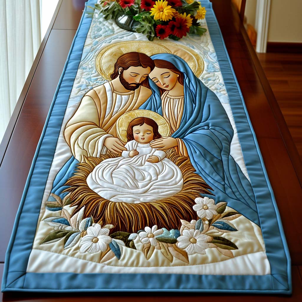 Peaceful Family Quilted Table Runner VTQ-Myprintsy