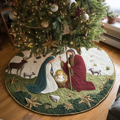 Peaceful Manger Christmas Quilted Tree Skirt-Myprintsy