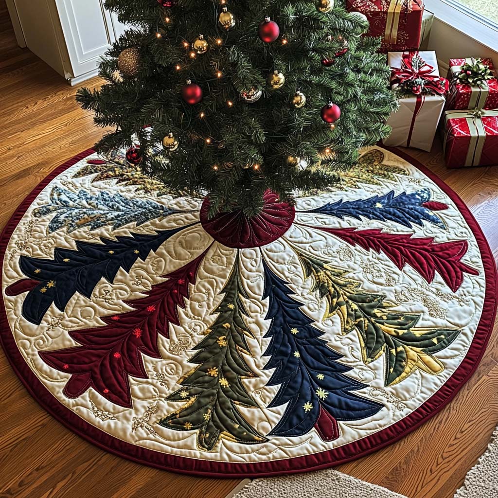 Peaceful Night Christmas Quilted Tree Skirt VTQ-Myprintsy