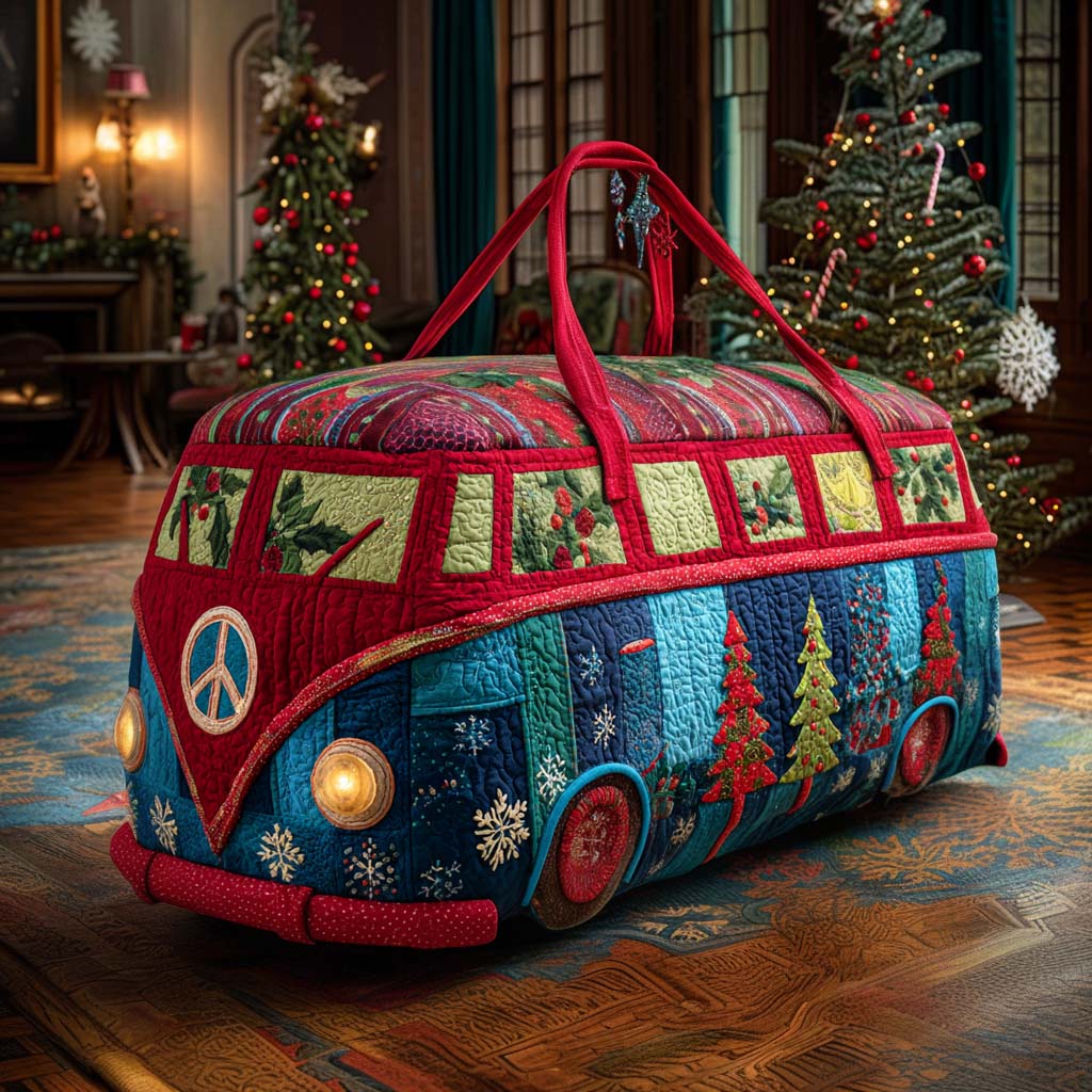 Peaceful Xmas Van Quilted Duffle Bag VTQ-Myprintsy