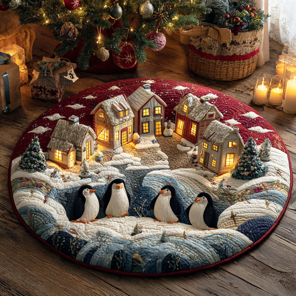 Penguin North Night Quilted Round Mat VTQ-Myprintsy