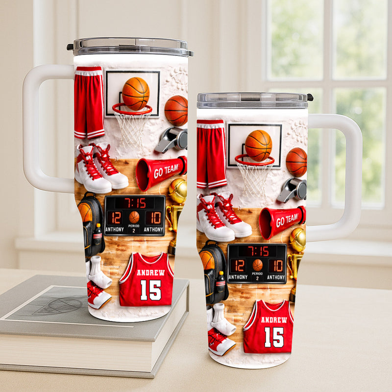 Personalized 40oz Basketball Tumbler With Straw - Best Gifts For Basketball Players & Boys-Myprintsy