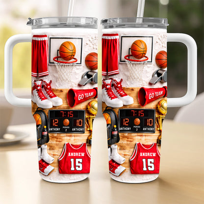 Personalized 40oz Basketball Tumbler With Straw - Best Gifts For Basketball Players & Boys-Myprintsy