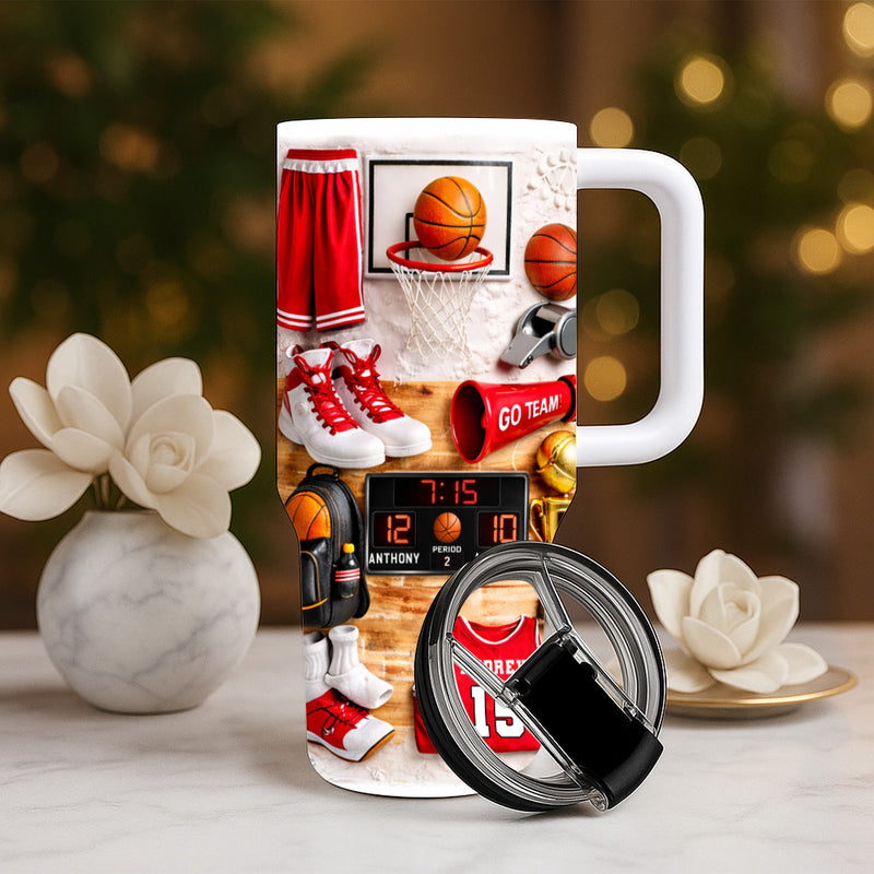 Personalized 40oz Basketball Tumbler With Straw - Best Gifts For Basketball Players & Boys-Myprintsy