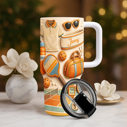 Personalized 40oz Pickleball Tumbler With Straw - Best Pickleball Gifts for Her & Women-Myprintsy