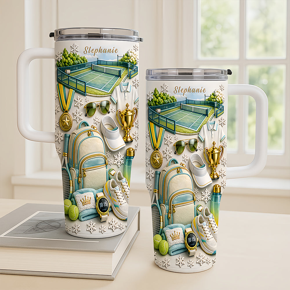 Personalized 40oz Tennis Tumbler With Straw - Gifts For Tennis Players-Myprintsy
