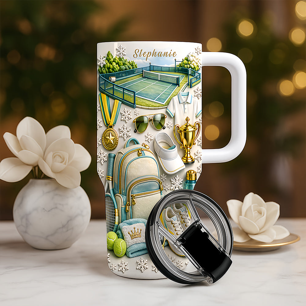 Personalized 40oz Tennis Tumbler With Straw - Gifts For Tennis Players-Myprintsy