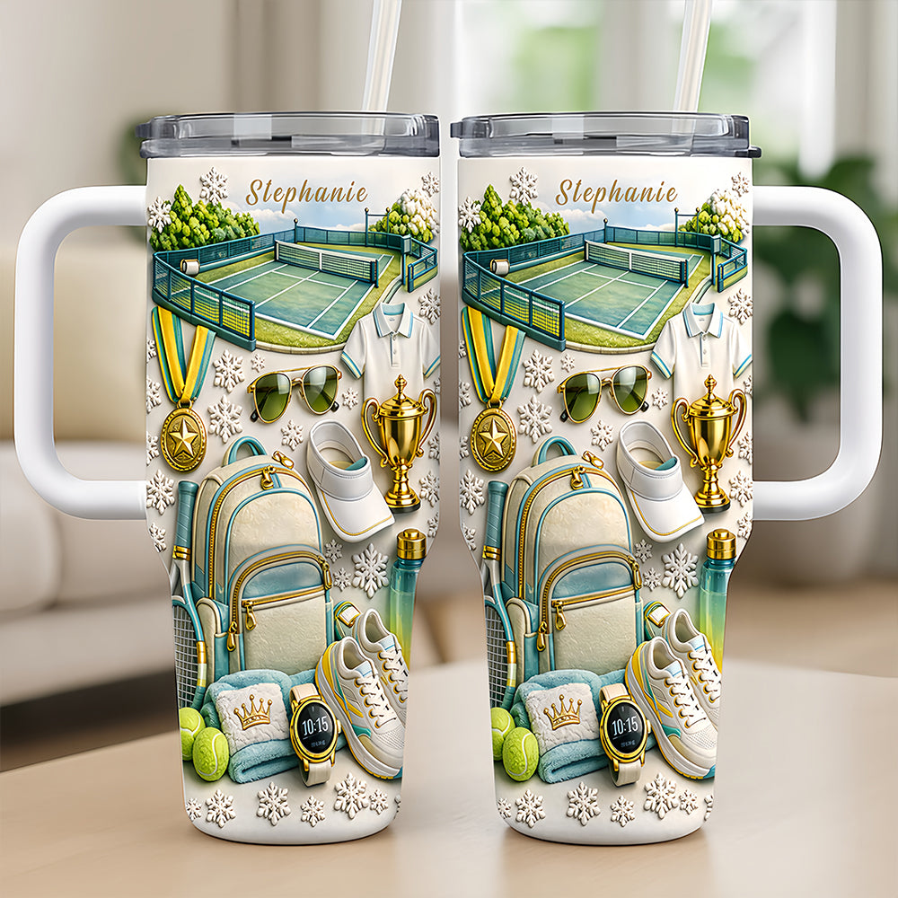 Personalized 40oz Tennis Tumbler With Straw - Gifts For Tennis Players-Myprintsy