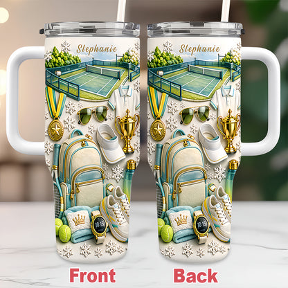 Personalized 40oz Tennis Tumbler With Straw - Gifts For Tennis Players-Myprintsy