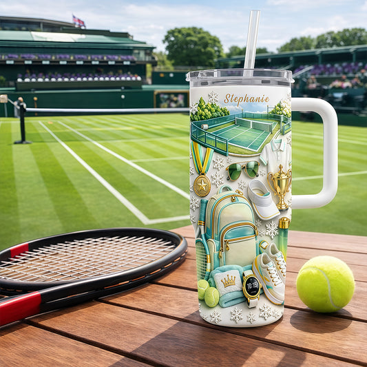 Personalized 40oz Tennis Tumbler With Straw - Gifts For Tennis Players-Myprintsy