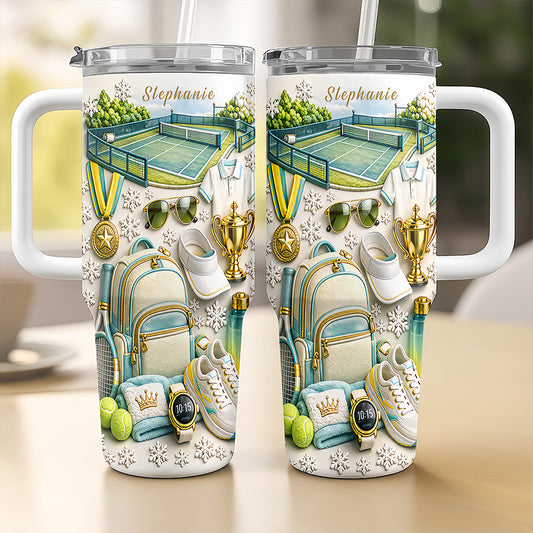 Personalized 40oz Tennis Tumbler With Straw - Gifts For Tennis Players-Myprintsy