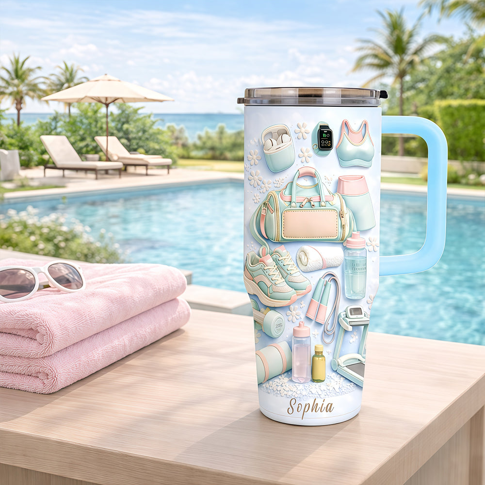 Personalized 40oz Wellness Tumbler With Straw - Gifts For Gym Lovers-Myprintsy