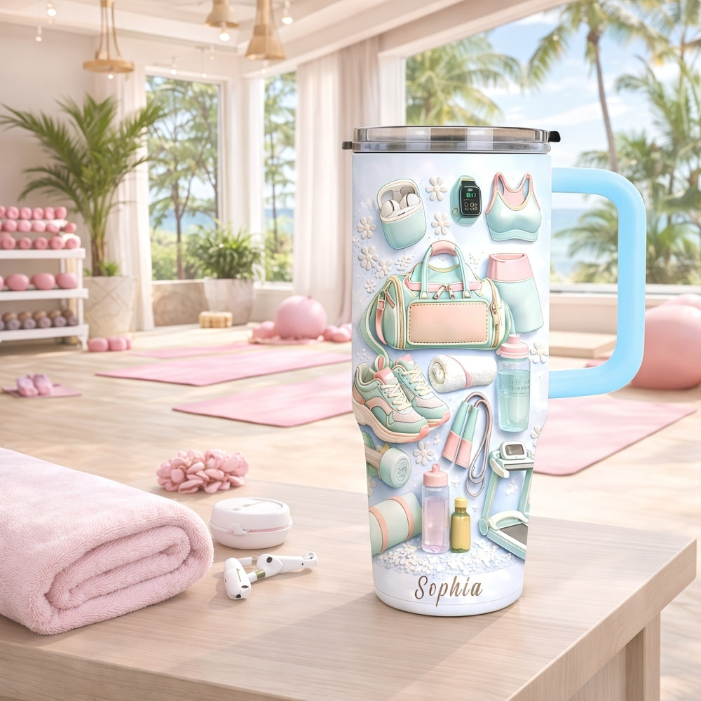 Personalized 40oz Wellness Tumbler With Straw - Gifts For Gym Lovers-Myprintsy