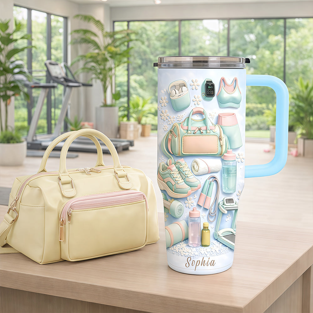 Personalized 40oz Wellness Tumbler With Straw - Gifts For Gym Lovers-Myprintsy