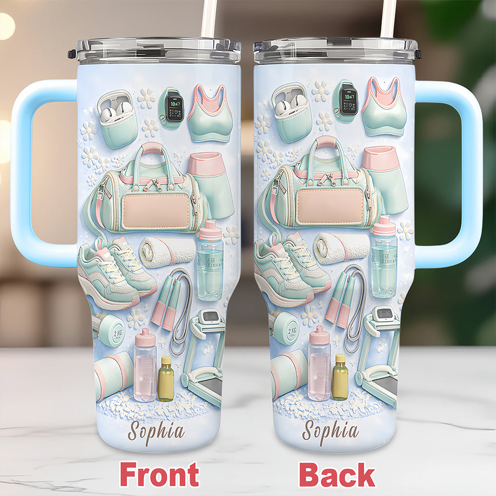 Personalized 40oz Wellness Tumbler With Straw - Gifts For Gym Lovers-Myprintsy