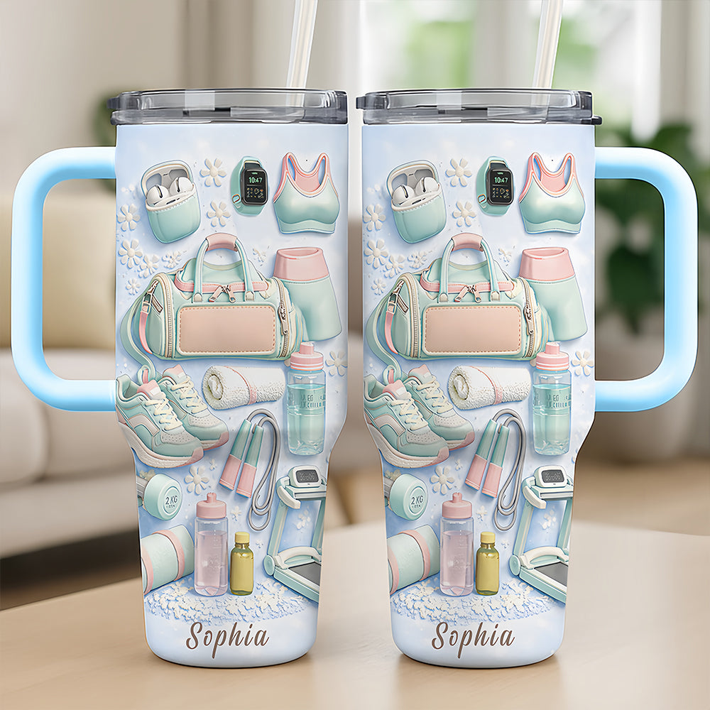 Personalized 40oz Wellness Tumbler With Straw - Gifts For Gym Lovers-Myprintsy