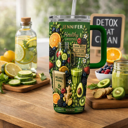 Personalized 40oz Wellness Tumbler With Straw, Gifts for Fitness Guys-Myprintsy