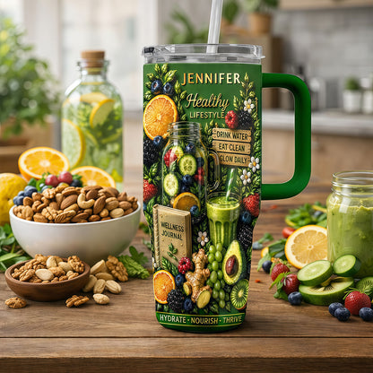 Personalized 40oz Wellness Tumbler With Straw, Gifts for Fitness Guys-Myprintsy