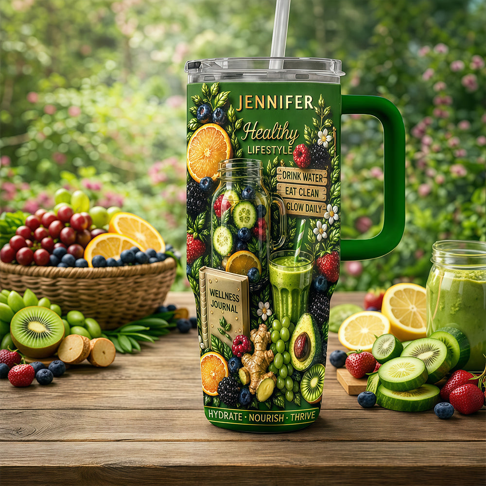Personalized 40oz Wellness Tumbler With Straw, Gifts for Fitness Guys-Myprintsy