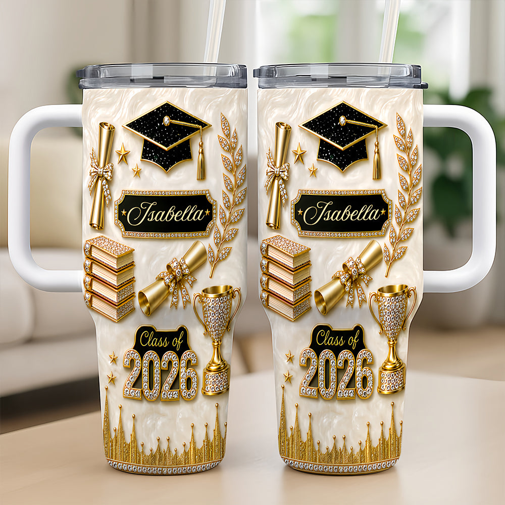 Personalized Graduation 40oz Tumbler With Straw - Custom Name Graduation Gift-Myprintsy