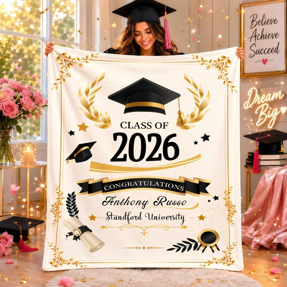Personalized Graduation Blanket - Graduation Gift For Her & Him-Myprintsy